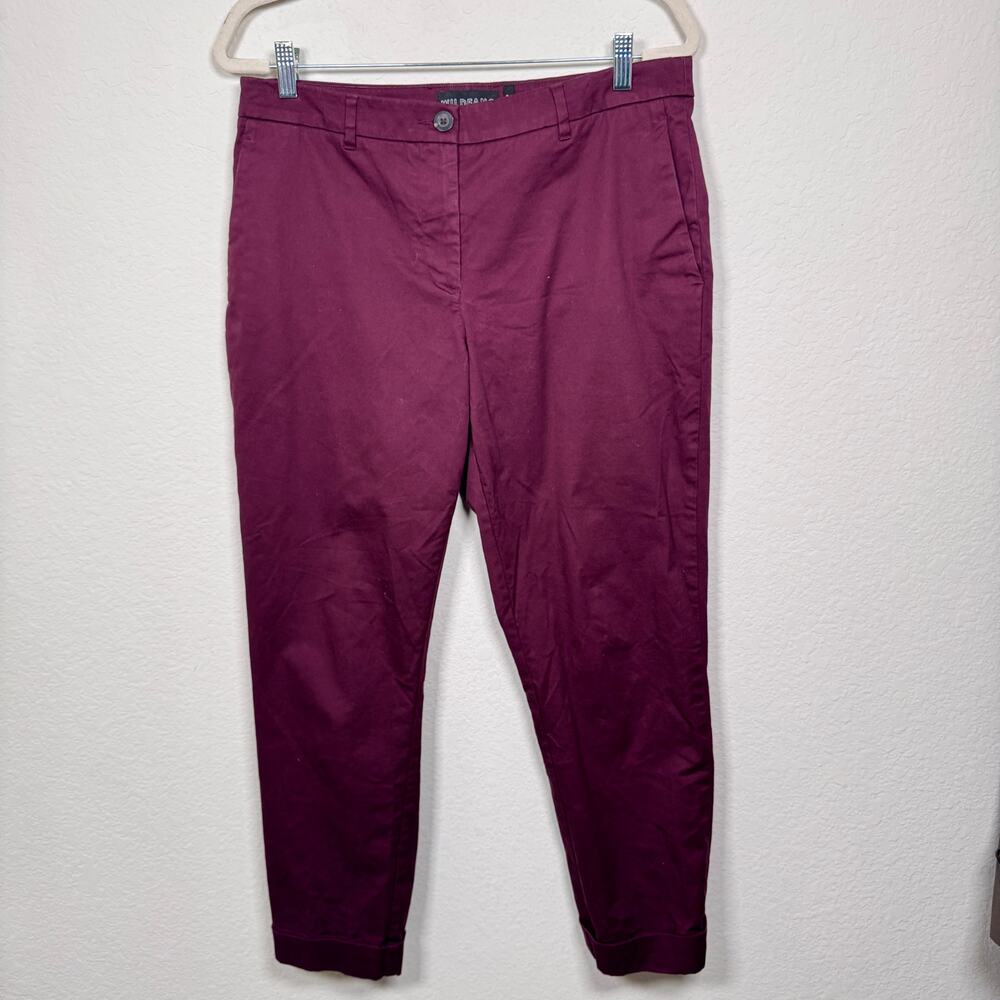 Wildfang Womens The Essential Trouser Pants Sz 10 Cotton Stretch Neutral Maroon